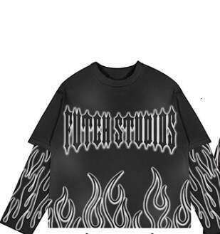 Flame Tide hoodie men's and women's round neck loose letter