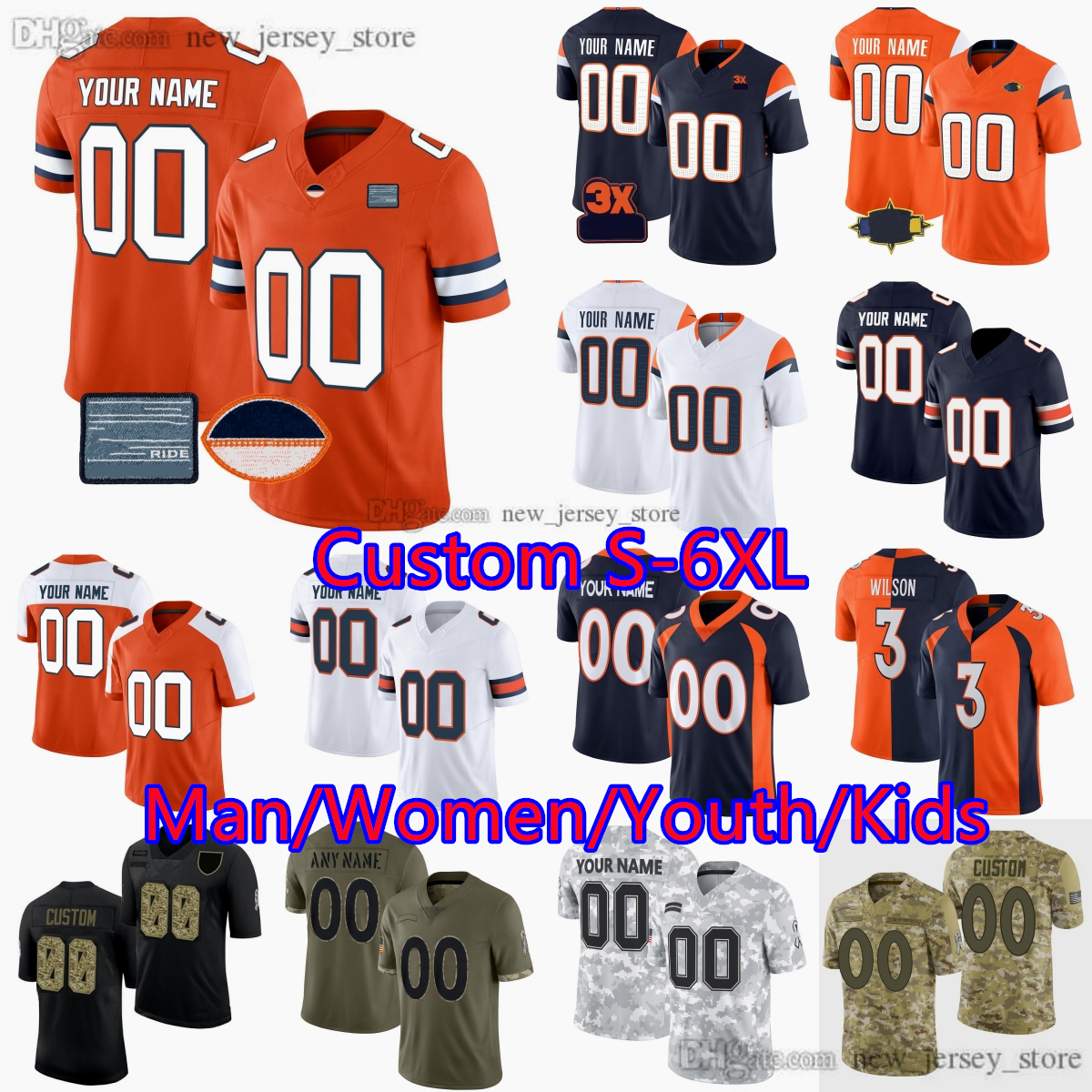 Custom DIY Football 10 Bo Nix Jersey 2 Patrick Surtain II Manning Elway Courtland Sutton Jerseys Man Women Youth Kids Boys Size S-6XL