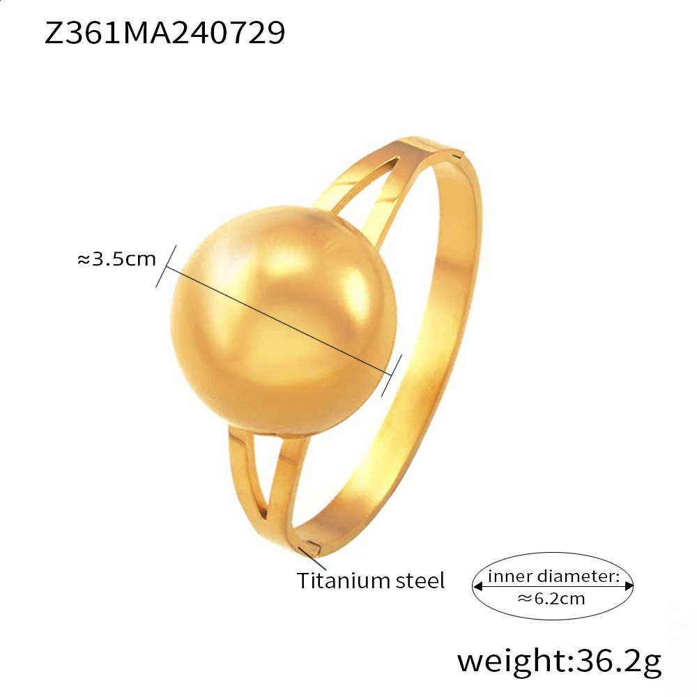 Shiny Ball Stainless Steel Bracelet for Women Plated Gold Geometric Fashion Hollow Bangle Jewelry Gift Wholesale 241227