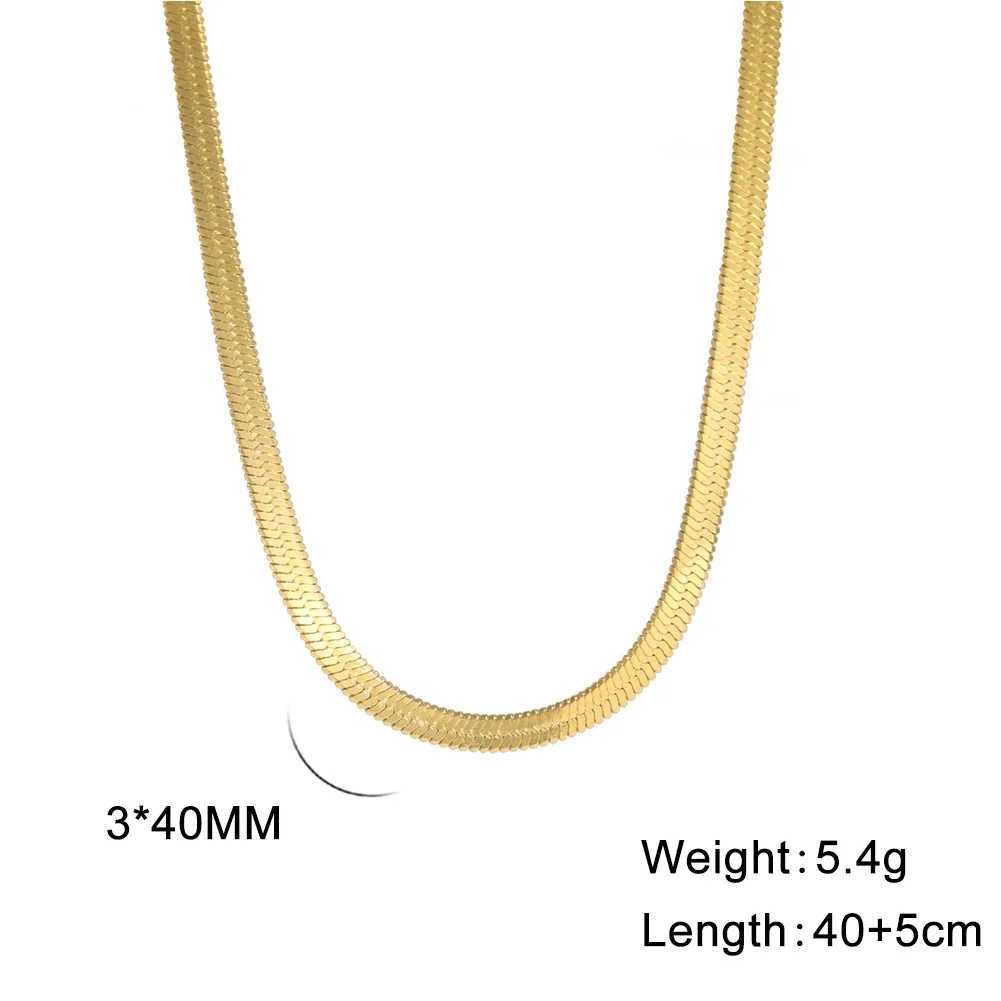 Stainl Steel Snake Chain Necklace for Women Men Gold Color Herringbone Choker Neck Chains 2024 Trend Jewelry GiftXJ241227