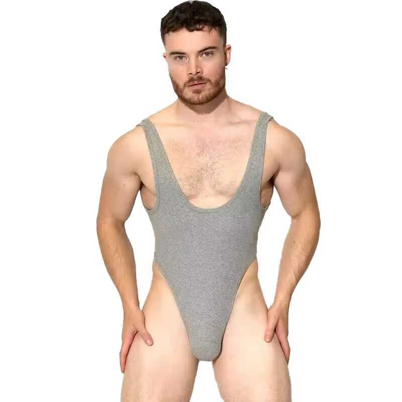 Men Bodysuits Onesies for Adults Man Undershirts Lingerie T-back Gay Jumpsuits Underwear Exotic Playsuits One-piece NightwearXJ241227