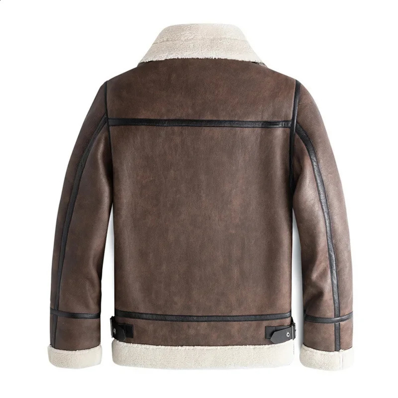 Thickened Warm Sheepskin Leather Coat Mens Fur Lamb Wool Cashmere Jackets 241220