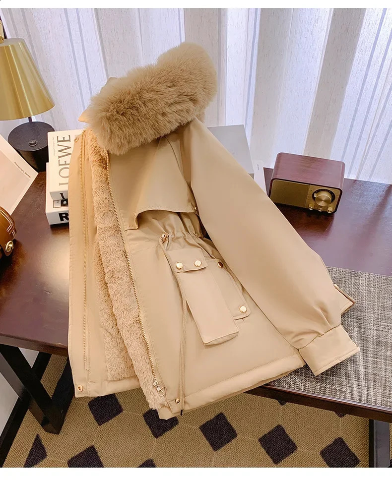 2024 Overcoat Parka Down CottonPadded Jacket Medium Long Winter Coat Add Velvet Fashion Ladies Outerwear 241226