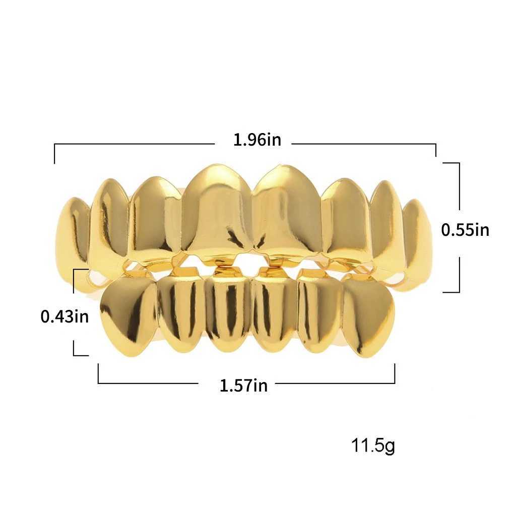 Top Bottom False Teeth Portable Halloween Mouth Grills Gifts Copper Plated Gold Tooth Cs Party for Cosplay Costumes W241227