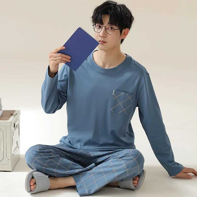 2024 Spring Autumn Plus 4XL Cotton Mens Sleepwear Pajamas Korean Fashion Pijamas Sets Casual Loungewear Pyjamas Night FashionXJ241227