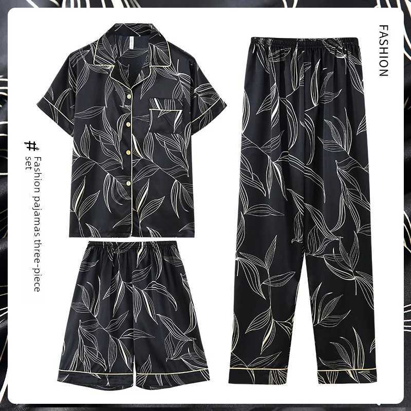 Summer Thin Casual Pyjama Set For Men Simplecasual Youth Plus Sizes Short Sleeves Loose-fit HomewearXJ241227