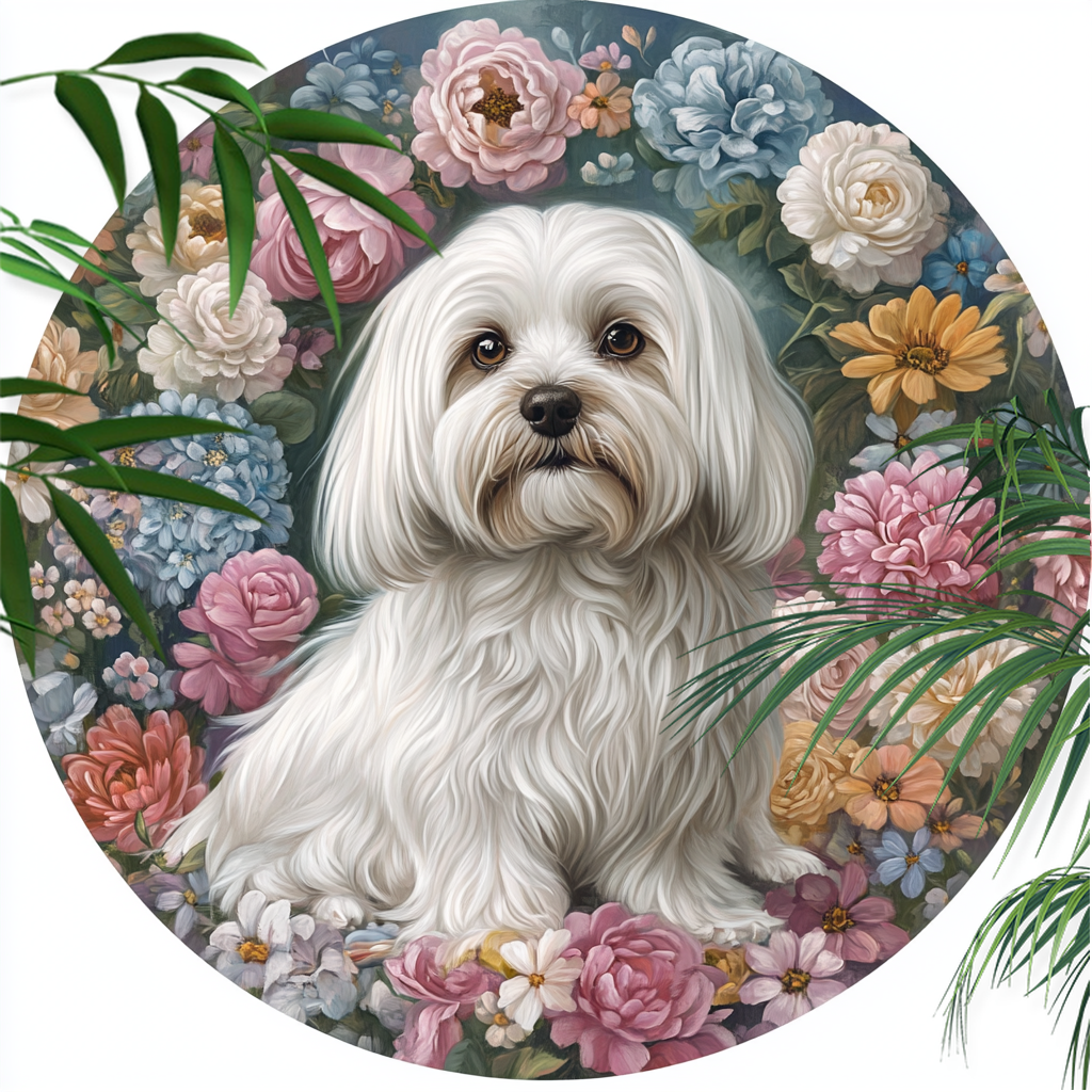 Customizable Maltese Dog Aluminum Decorative Paintings - 2D Printed Pet Ornaments, Unique Souvenir Tombstones