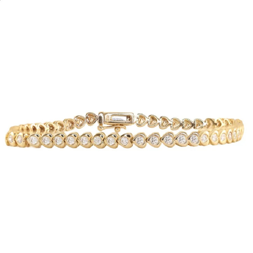 Wholesale Fashion Lady Jewelry Gold Color Heart Shaped Tennis Chain Bracelet For Women 241227