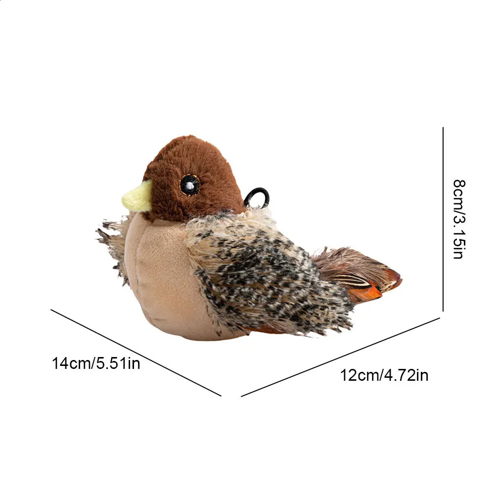 Interactive Cat Toys Flying Bird Cat Toy Flapping Wings Sparrow Catnip Toy Electric Squeaky Simulation Bird Plush Toy for Cats 241224