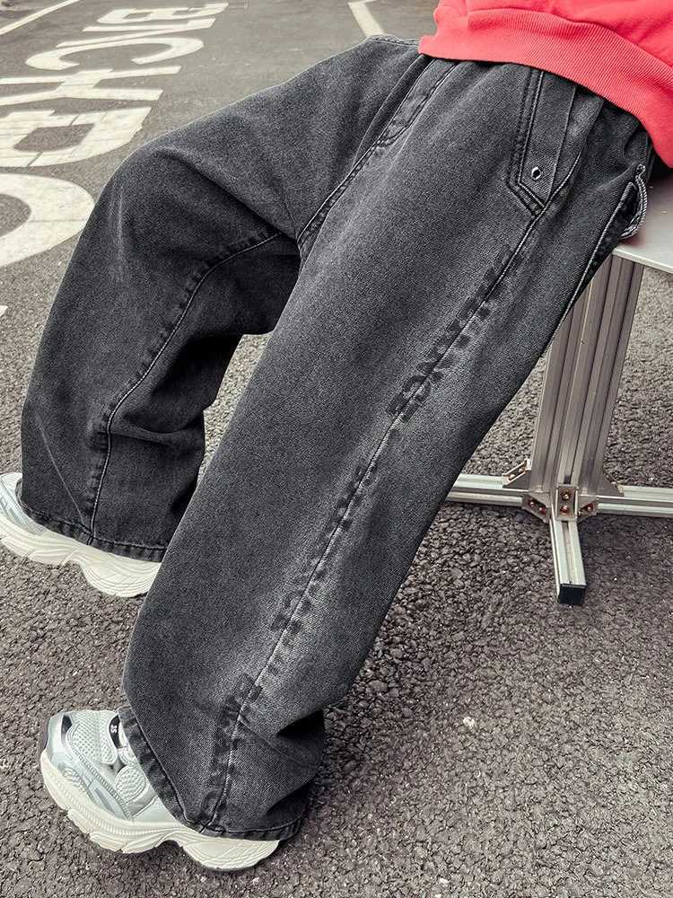 New Kids Casual Jeans for Spring Autumn Big Boy Child Fashion Vintage Trousers Cotton Sweatpants Teenage Baby Boys Clothes Jeans W241227