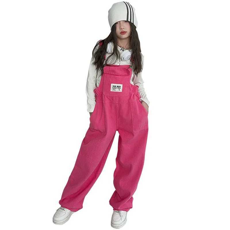 Teenage girl denim jacket blue jeans 2024 new summer hot trade childrens pendant Trouser childrens casual clothing 6 8 10 12 14 years old W241227