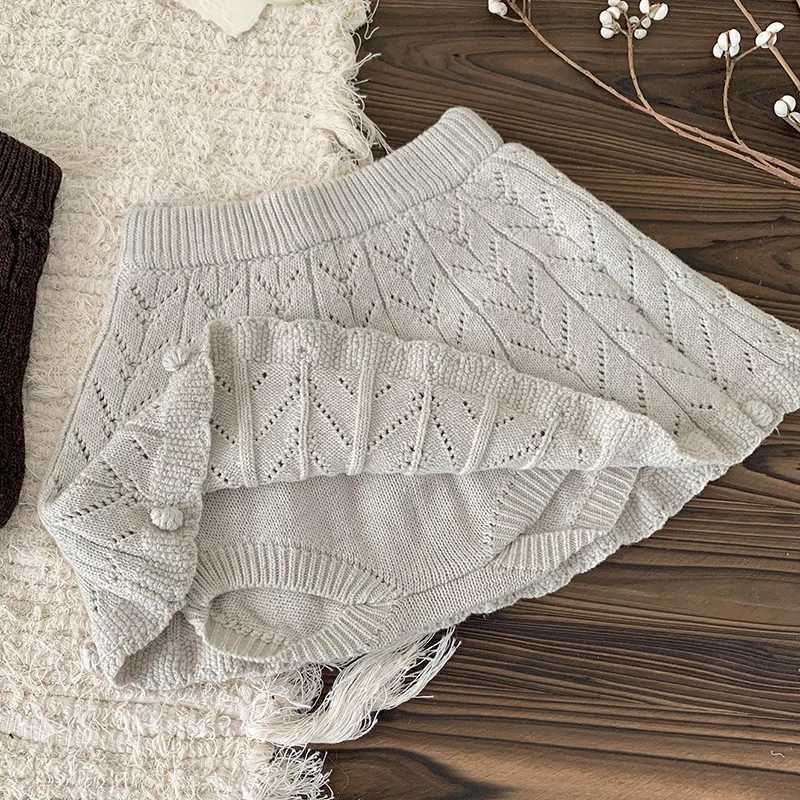 2024 New Autumn Toddler Baby Girls Solid Color Knitting Shorts Children Clothes 0-4Yrs Baby Girls Knitted Shorts Kids Pants W241227