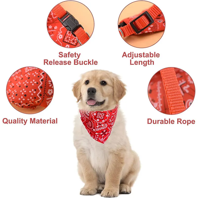 Dog Bandana Collar Detachable Dog Bandanas Scarf Collar Washable Dog Triangle Bibs Collars for Small Medium Dogs Cats