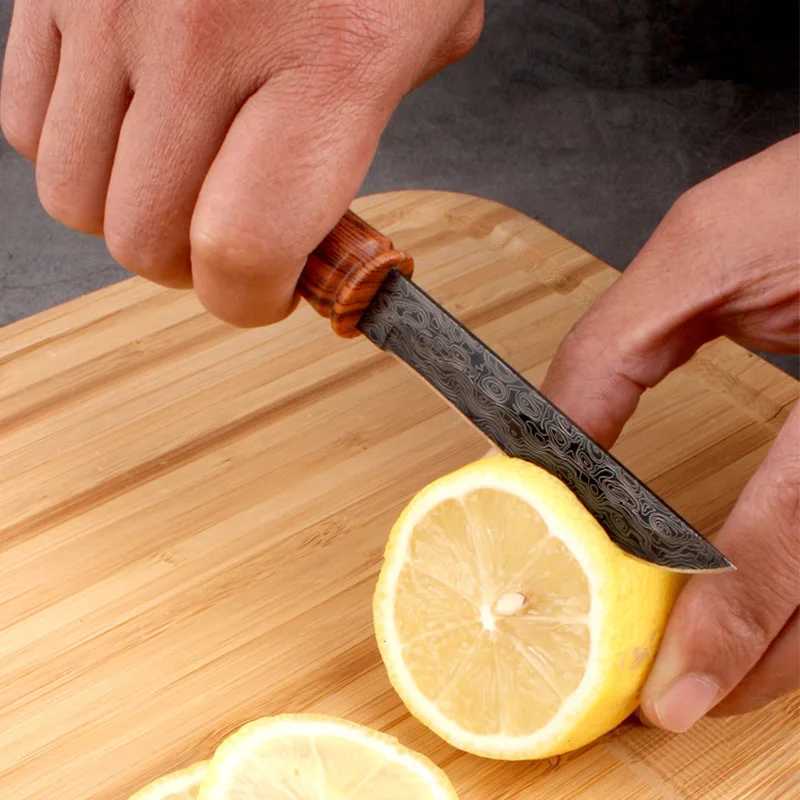 Damascus patterned kitchen knife Bonin Paris knife minced meat grilled meat practical knife for fishing fruits cooking tools Y241227
