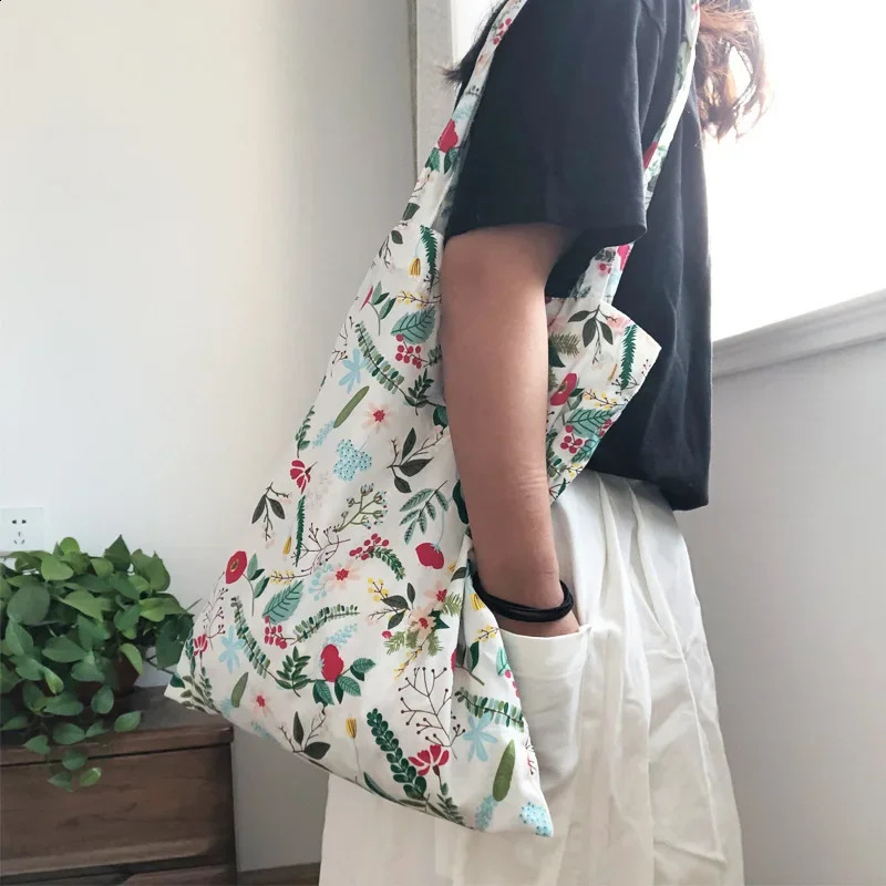 Youda Fashion n Women Flower Handbag Classic Book Shopping Shoulder Bags Original Ladies Cotton Fabric Bag For Girls 241225