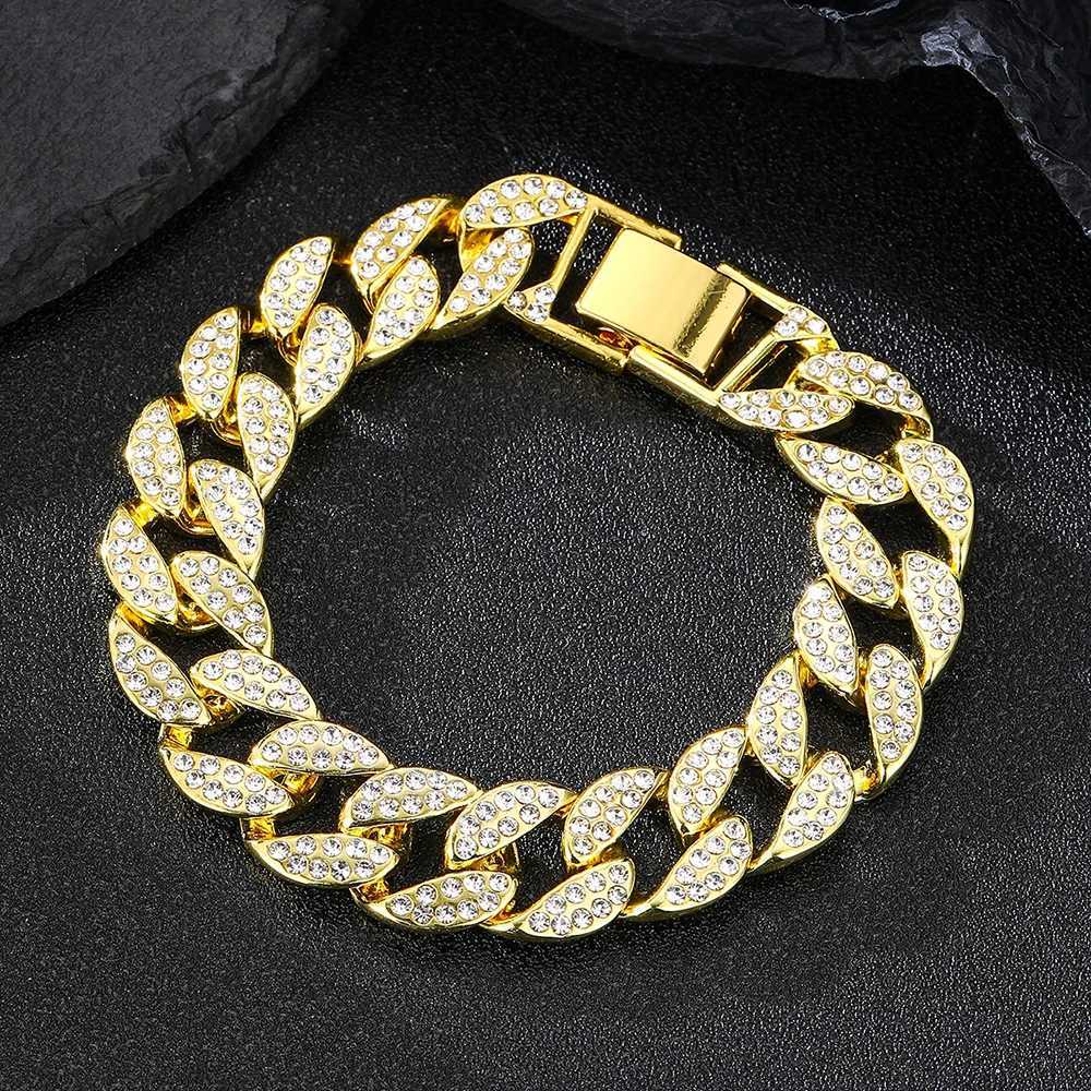 15MM Full Rhinestone Miami Cuban Chain Mens Out Hip hop Necklace Rper Jewelry Gift for teen boys Women girlsXJ241227
