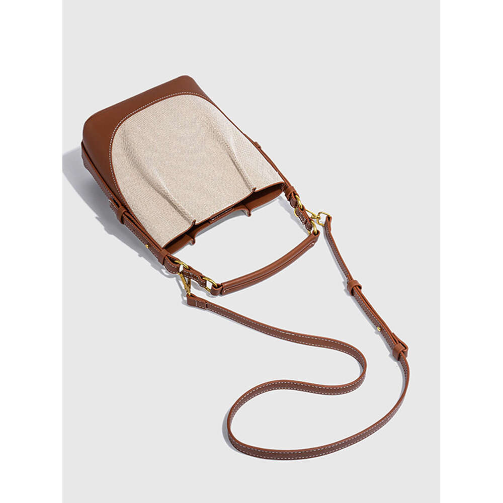 Women's Bags Women's New Large Capacity Wide Strap Single Shoulder Handbag With Bundle Mouth Handheld Crossbody Bucket Bag