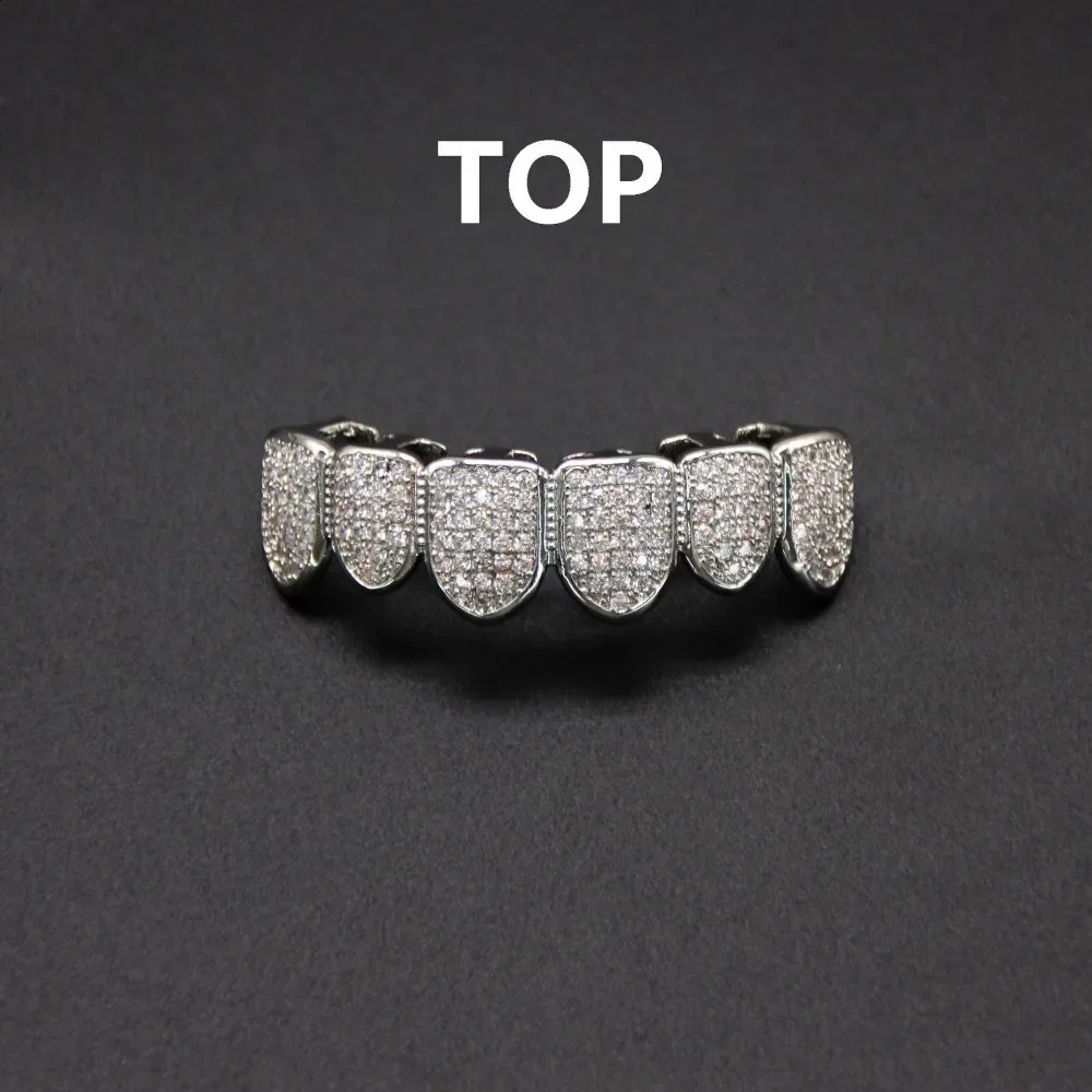 Teeth Set for Unisex Top Bottom Mouth Silver Color Grills Tooth Cap Removable Dental Fashion Body Jewelry y241225