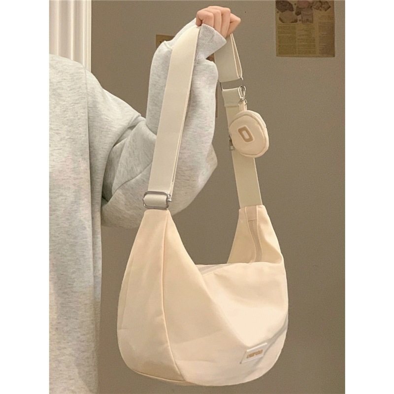 Summer New Women's Large Capacity Casual Nylon Crossbody Dumpg High Grade Blue Solid Color Shoulder Bag