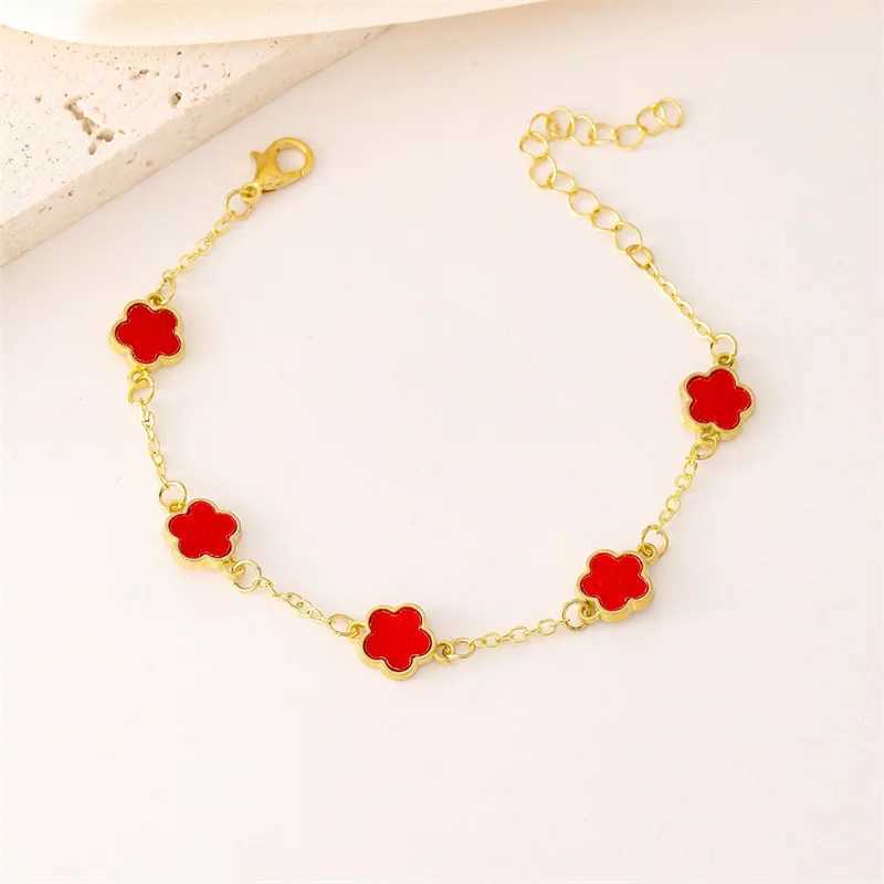 Fashion Hot Plum Blossom Plant Five Flower Bracelet for Women Girls Link Chain Wedding Party Wrist Jewelry Girlfriend GiftsXJ241214XJ241227