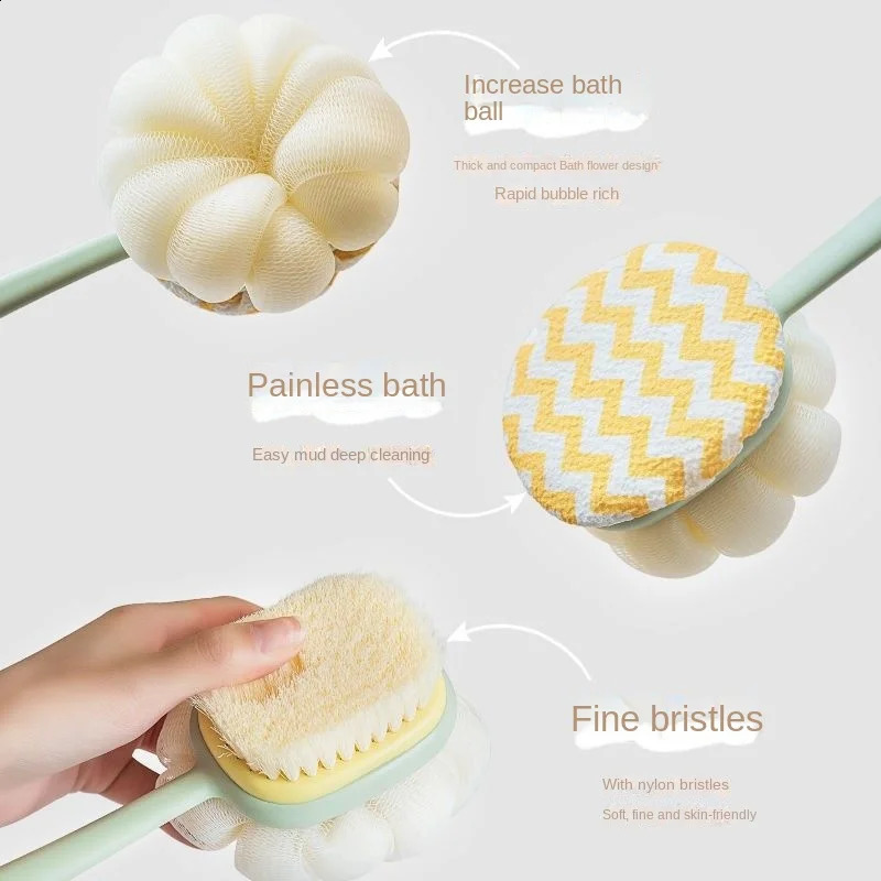 Loofah Back Scrubber Long Handle Shower Body Brush with Soft Mesh Sponge for Women Skin Exfoliating Bath Massage 241226