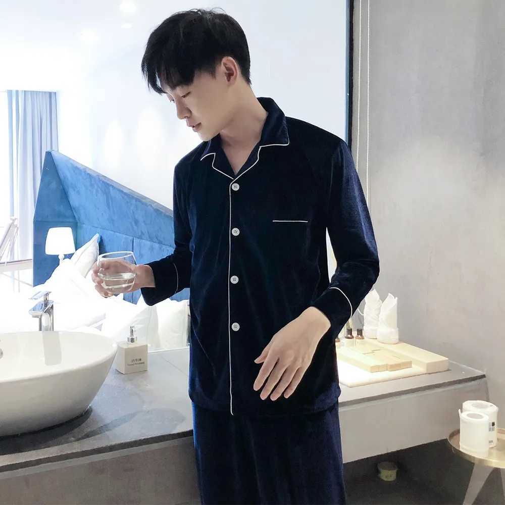 Plus Size 3XL 4XL 5XL Velour Men Pajamas Set Autumn Winter Couple Sleepwear Trouser Suits Loose Velvet 2 PCS Shirt Pant HomewearXJ241227