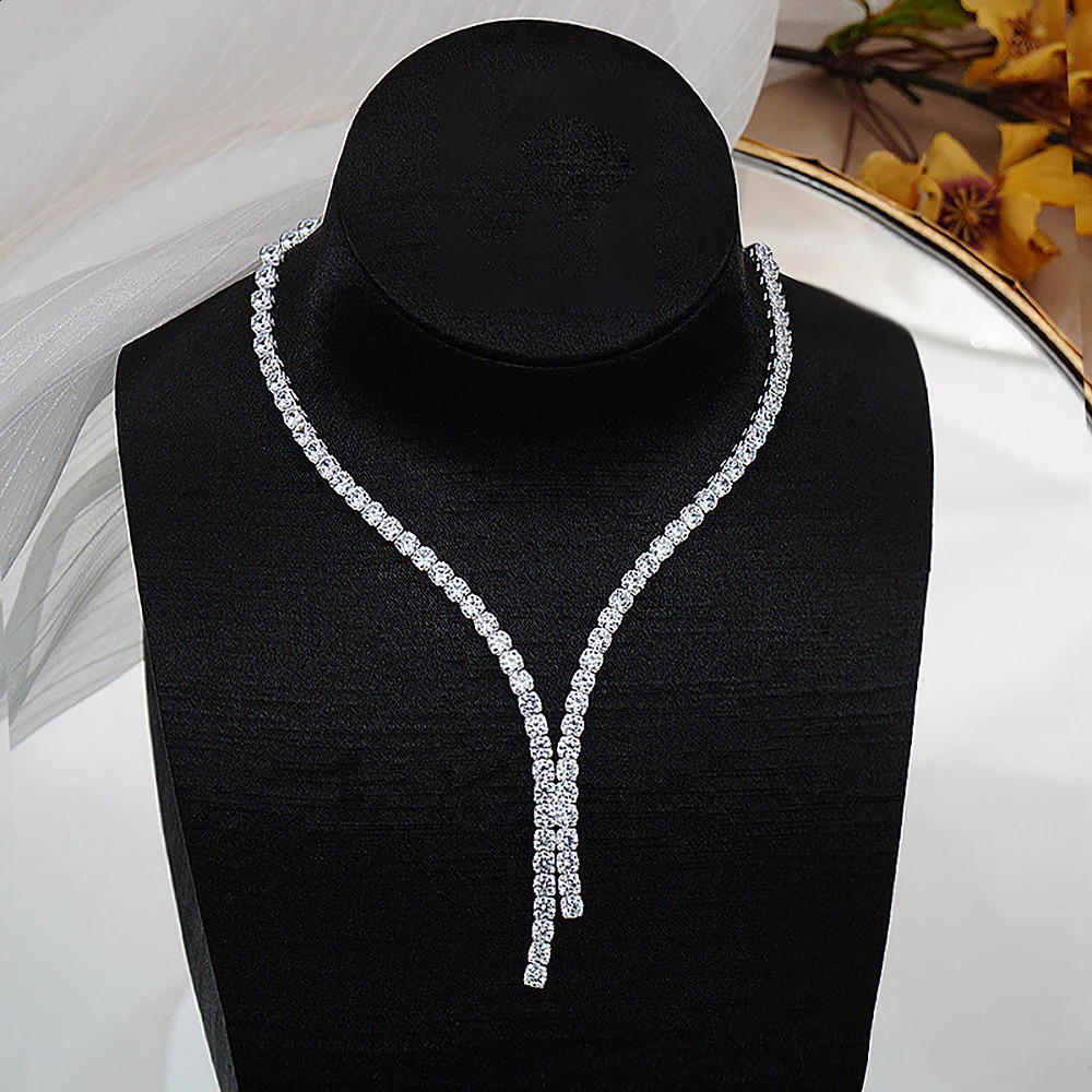 Long Tassel Full Diamond Necklace with Gra Certificate S925 Sterling Silver Plated 18k Gold Tennis for Women 241226