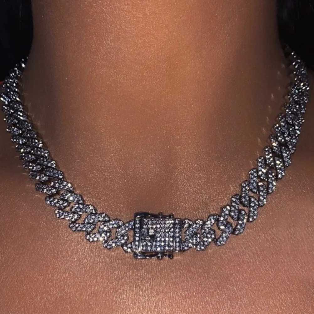 d Out Cuban Link Chain 2 Row Diamond Cuban Chain Rhombus Prong Cuban Choker Necklaces Women Men Hip Hop JewelryXJ241227