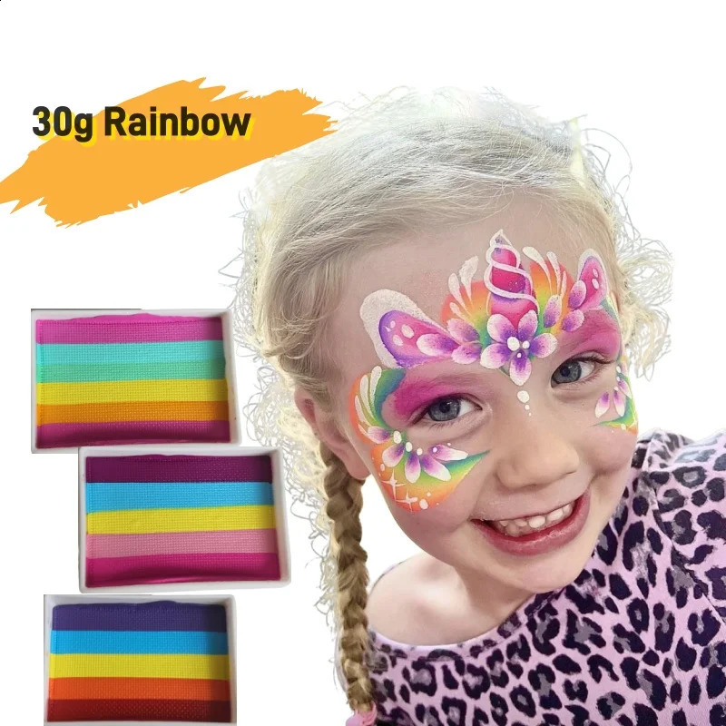 High Quality 20g 30g Splitcake Face Paint Body Art Painting Makeup Rainbow Split Cake Face Cosplay Holiday Make up 241224