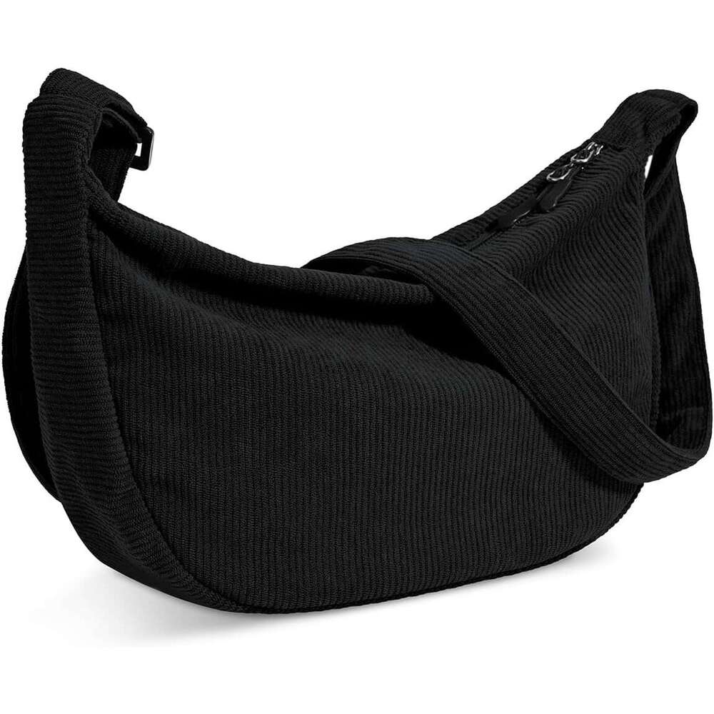 Small Sg Crossbody for Women Men Trendy, Mini Crescent with Adjustable Strap, 2 Zippers Lightweight Nylon Bag