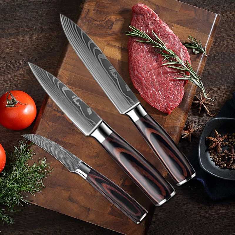 Stainless steel kitchen knives cooking knives laser Damascus flat knives meat cutters utility knives Boning knives kitchen supplies Y241227