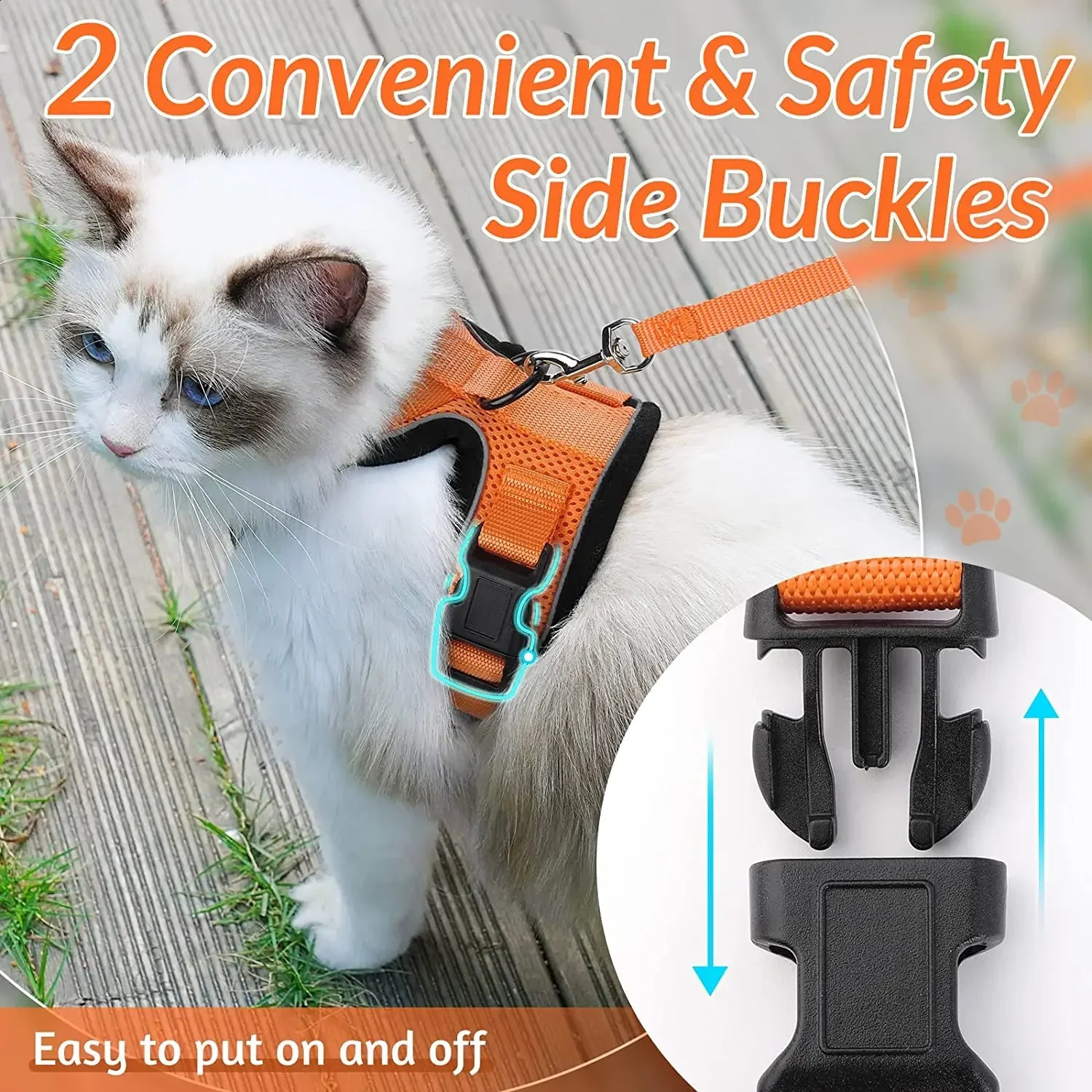 ATUBAN Cat Harness and Leash for WalkingEscape Proof Soft Adjustable Vest Harnesses for CatBreathable Reflective Strips Jacket 241225