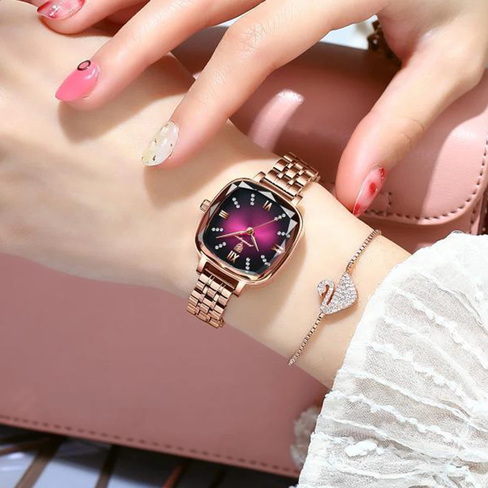 POEDAGAR High Quality Women Watch Stainless Steel Square Waterproof Quartz Ladies Wristwatches Dress Elegant Femme Clocks 241225