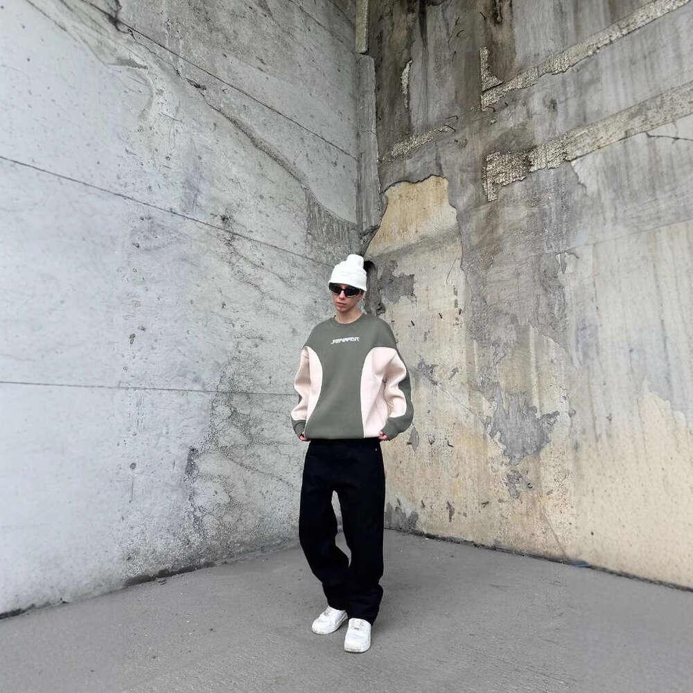 Alphabet solid color contrasting round neck sports street Y2K interior warm men's and women's styles