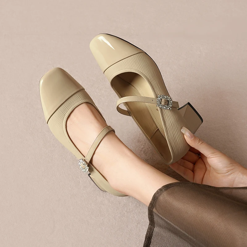 AIYUQI Mary Jane Women Shoes Genuine Leather Women's Spring Shoes Mid-Heel Fashion Women's Office Shoes