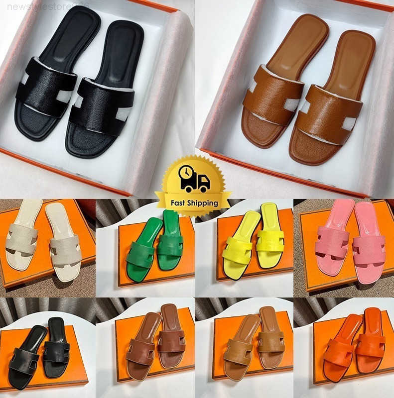 Designer Oran Sandals Womens Orang claquettes slides genuine leather beach shoes Flat Heels Sliders Sandale Ladies Fashion Luxury Slippers hermys nermes Hemers1