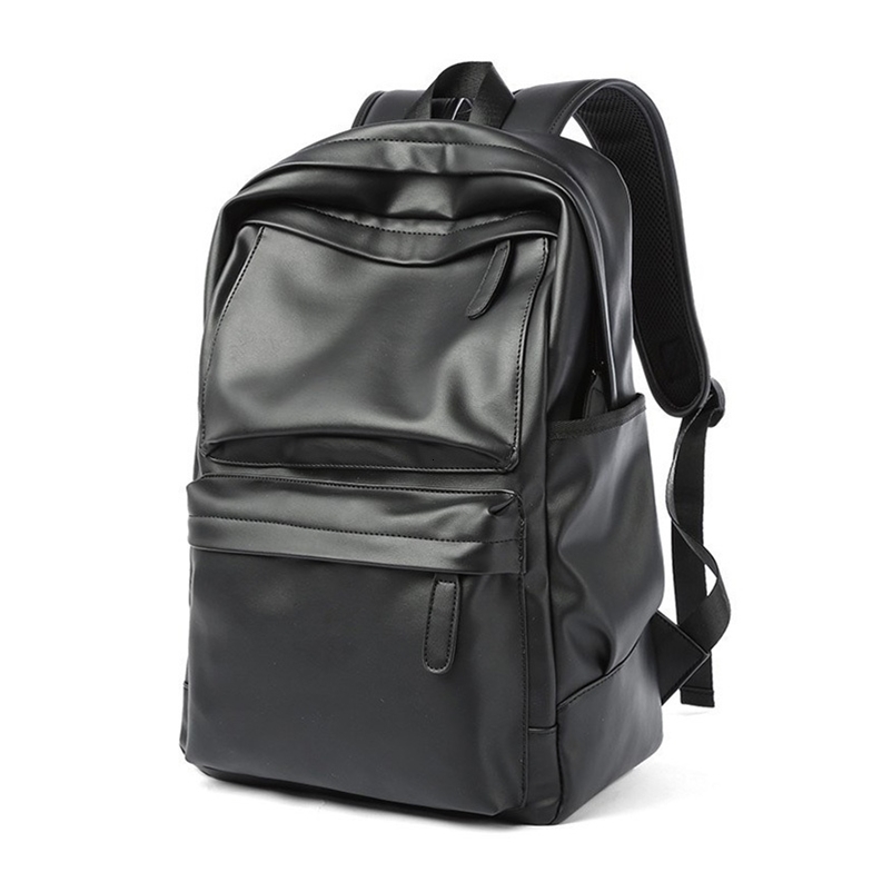 Men Backpack Pu Leather Fashion Waterproof Travel Bag Casual 14 inch backpack 241226