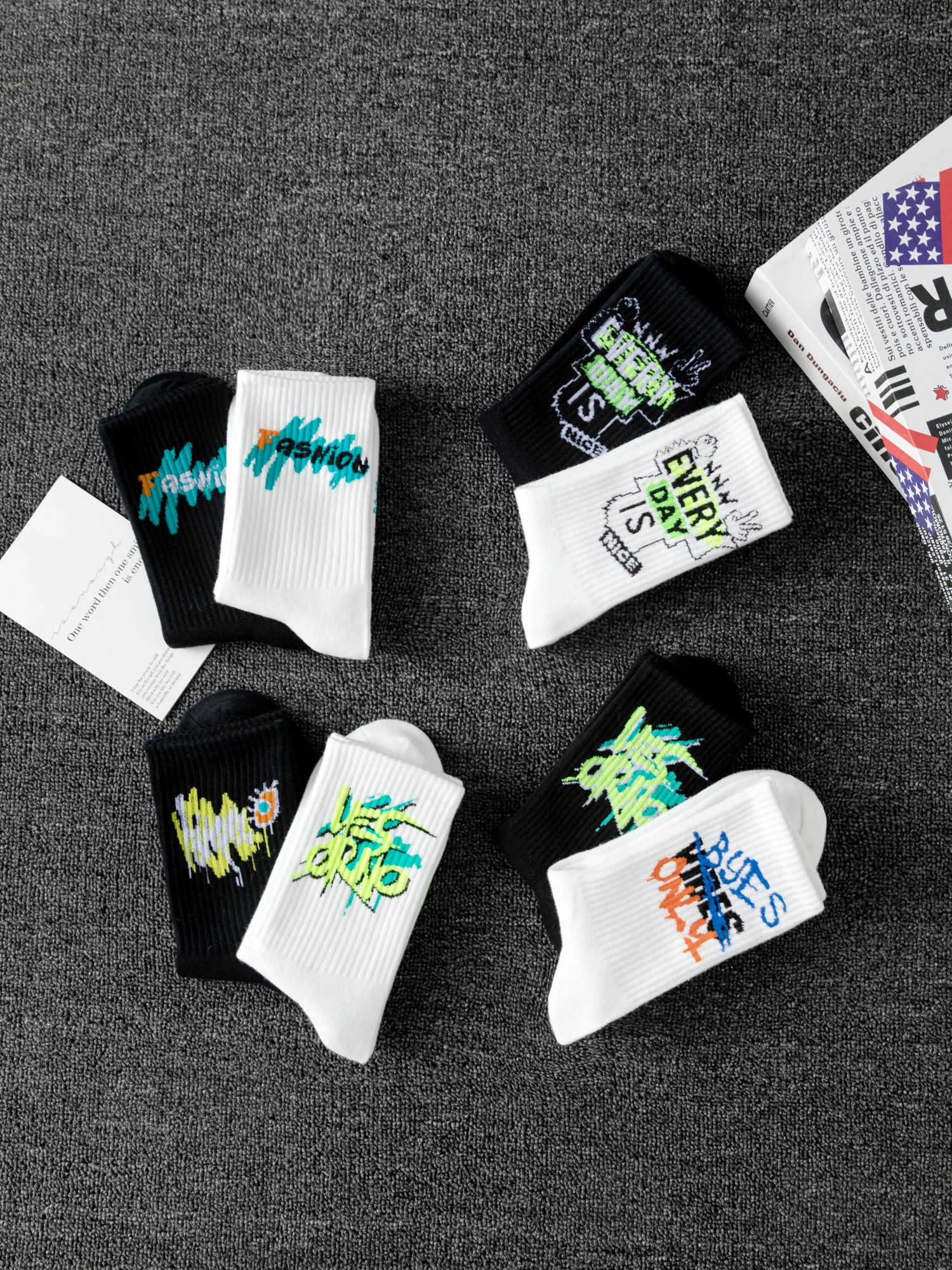 10 pairs of random style mens midcalf socks with graffiti ns versatile and casual sports soft comfortable mo 241227
