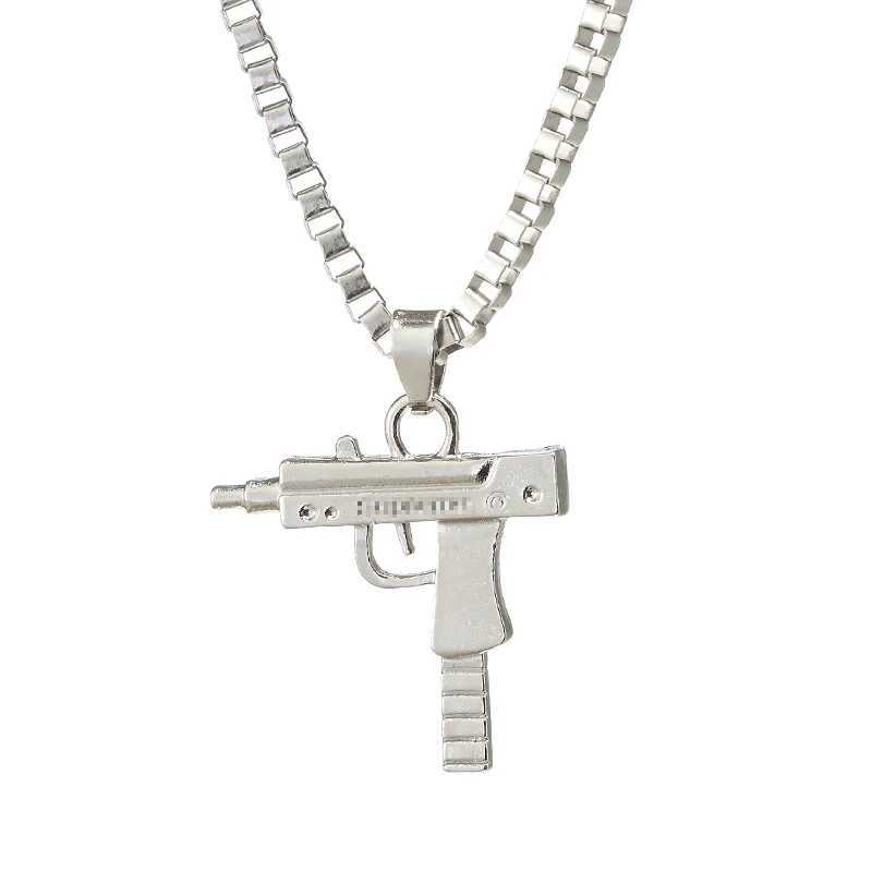New models Hip Hop UZI Kolye GUN She Pendant Necklace Gold/Silver Color Army Style Male Chain Men Necklaces JewelryXJ241227