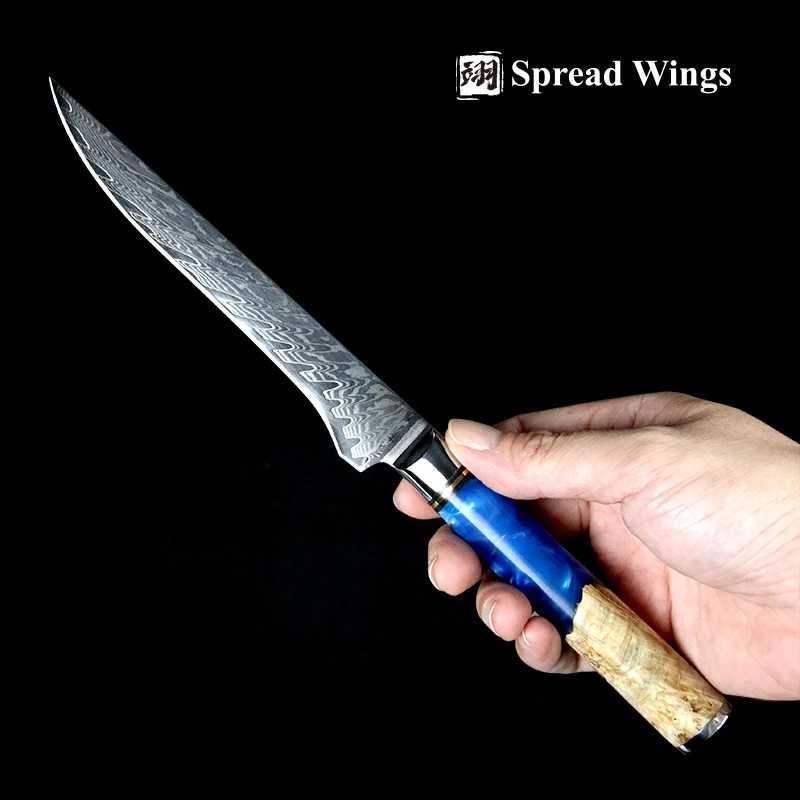 SW Japanese Damascus Stainless Steel Kitchen Knife 6-inch Boning Fish Hand Cutting Bone 67 Layers Chef Santoku Practical Side Dishes Y241227