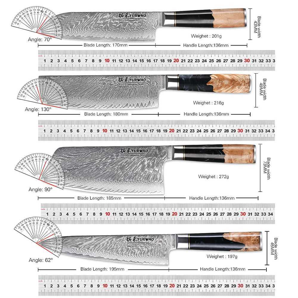 TURWHO 1PC Damascus Kitchen Chef Knife High Carbon Steel Bread Slicer Baking Practical Knife with Gift Box Cooking Tool Y241227