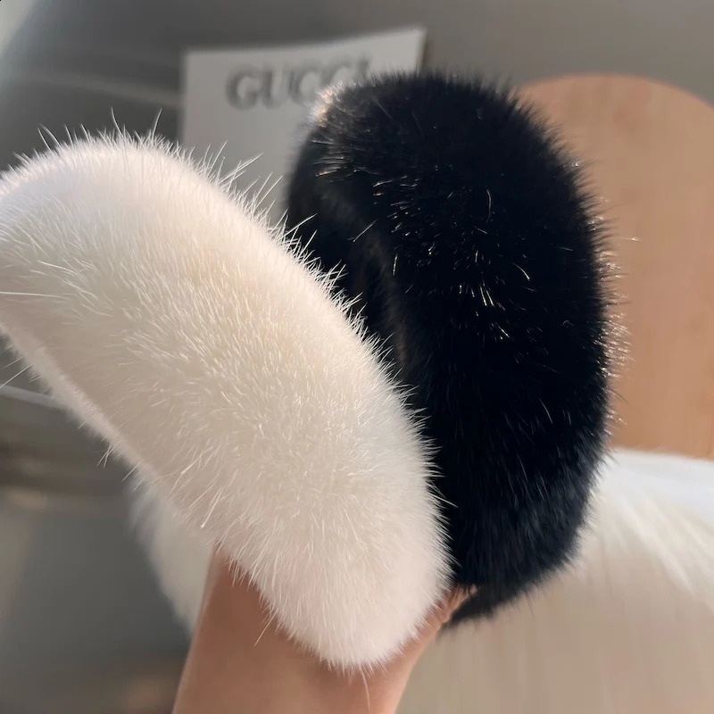 Style Real Mink Fur Band Female Real Mink Fur Headband Women Hair Genuine Fur Accessories Padded Winter Hair Hoop 241226