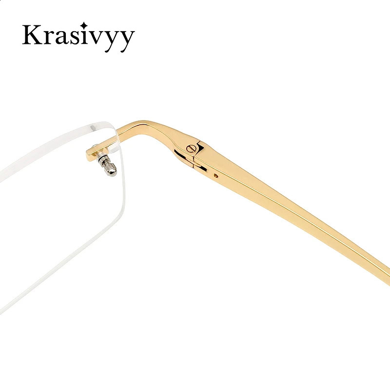 Krasivyy Rimless Glasses Frame Men High Quality Square Prescription Eyeglasses Males Myopia Optical Eyewear 241227