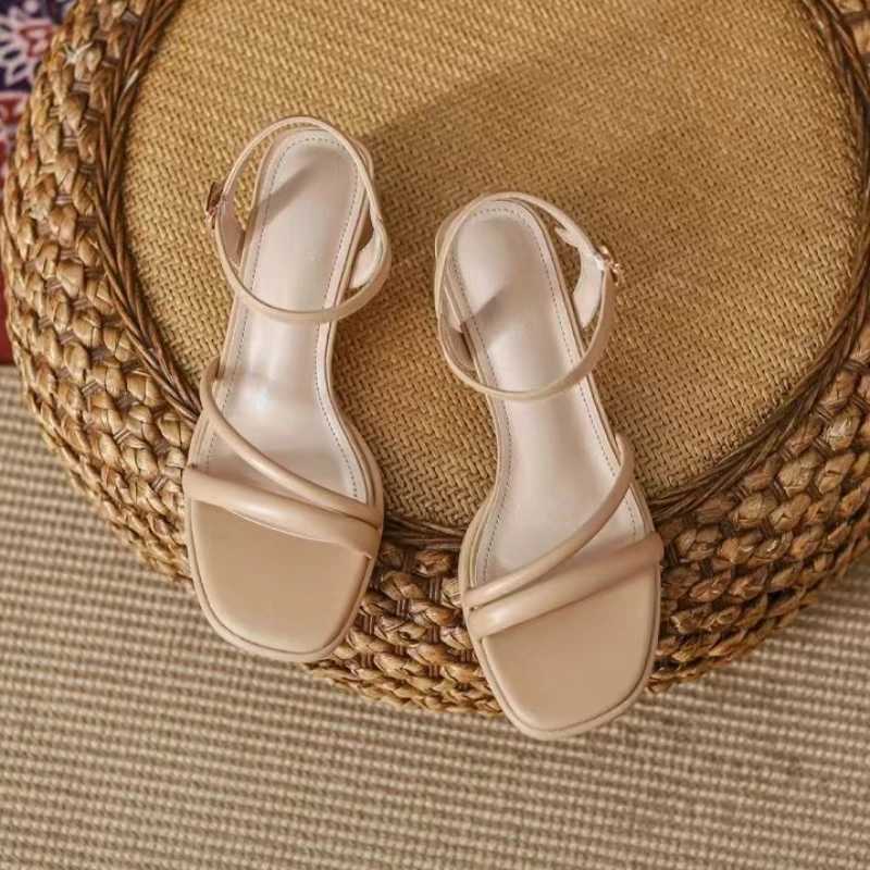 High Quality Summer New Womens Shoes Open Toe Thick Heel Sandals Fashion One line High Heel Shoes Fashionable Women T241227