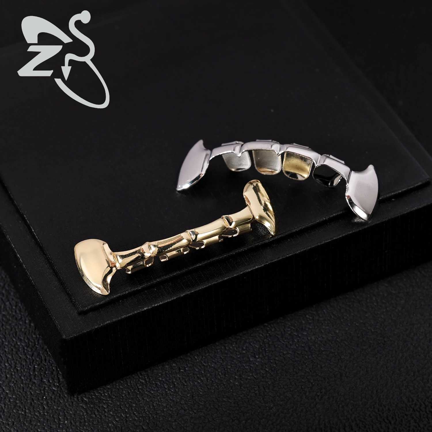 ZS Heart Cross Rose Hip Hop Bling d Out Grillz Teeth Shiny Crystal G Grillz High Polish Finish 18K Gold Plated Teeth C W241227