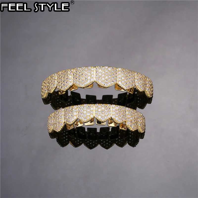 Feel Style Teen Grilz Set unisex cubic zirconia bottom box packaged as a hip-hop gift mens and womens jewelry W241227