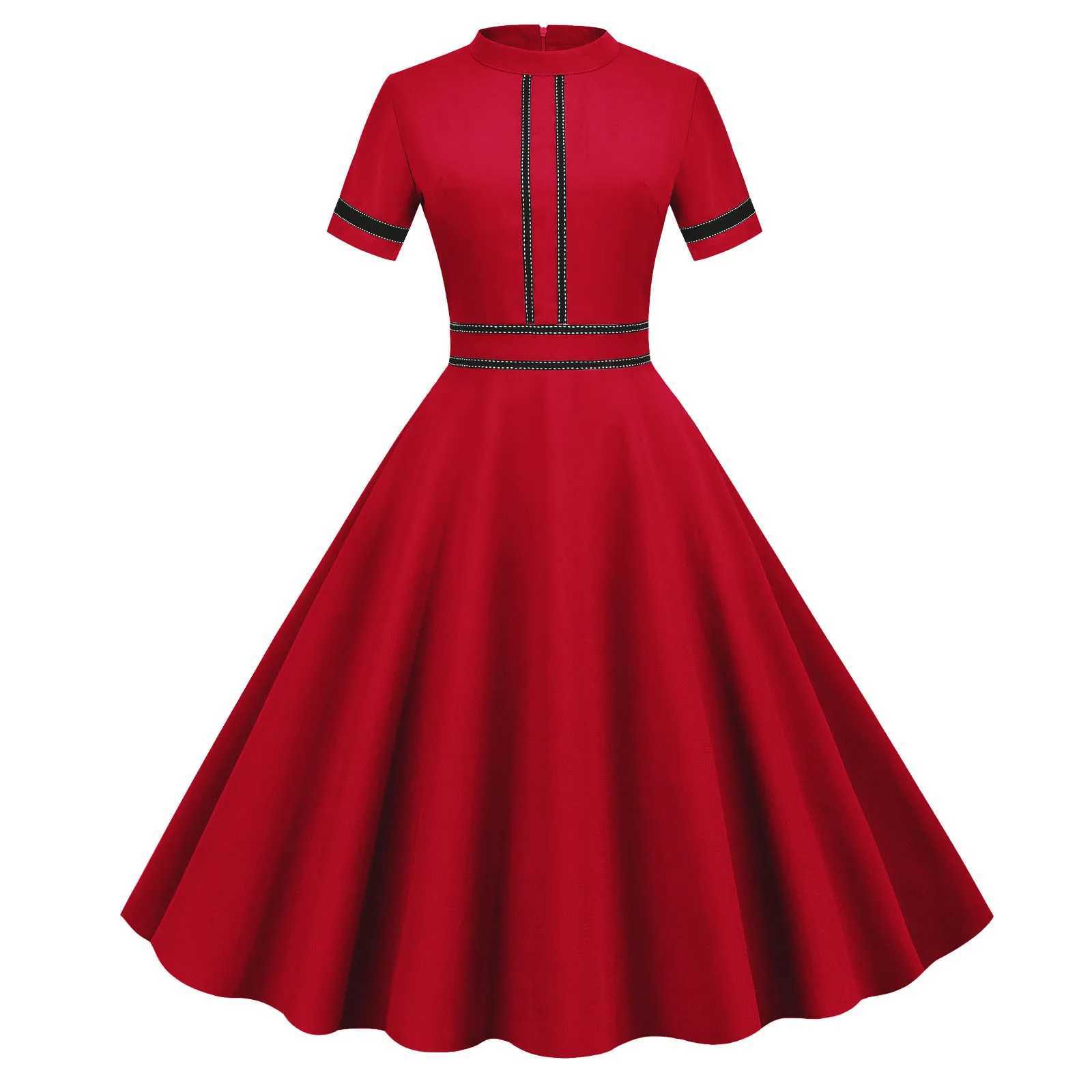 French retro solid dress womens summer retro 1950s and 1960s Pin Up Rockabily party dress womens vest dress X241226