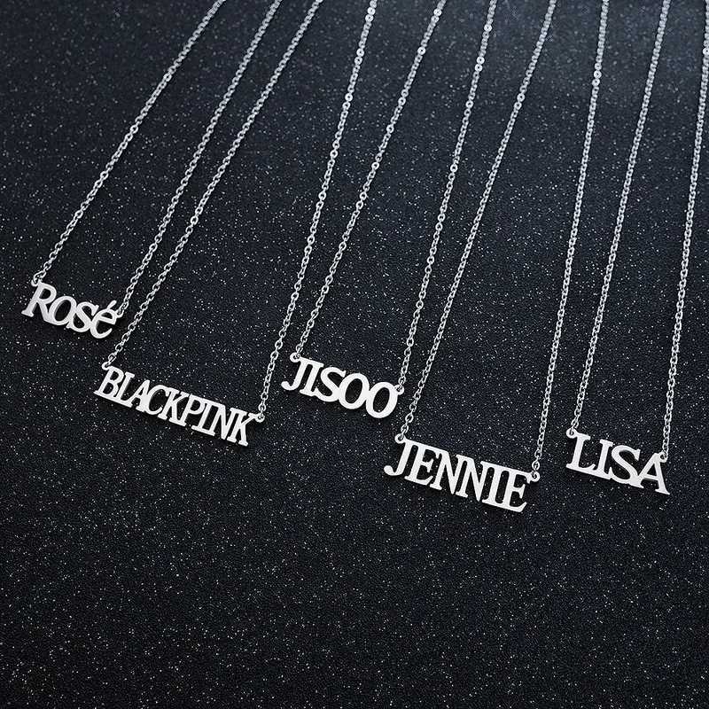 Men Women Kpop Jewelry Korea Group ROSE LISA JISOO JENNIE Letter Fashion Hip-hop Long Chain Stainl Steel NecklacesXJ241227