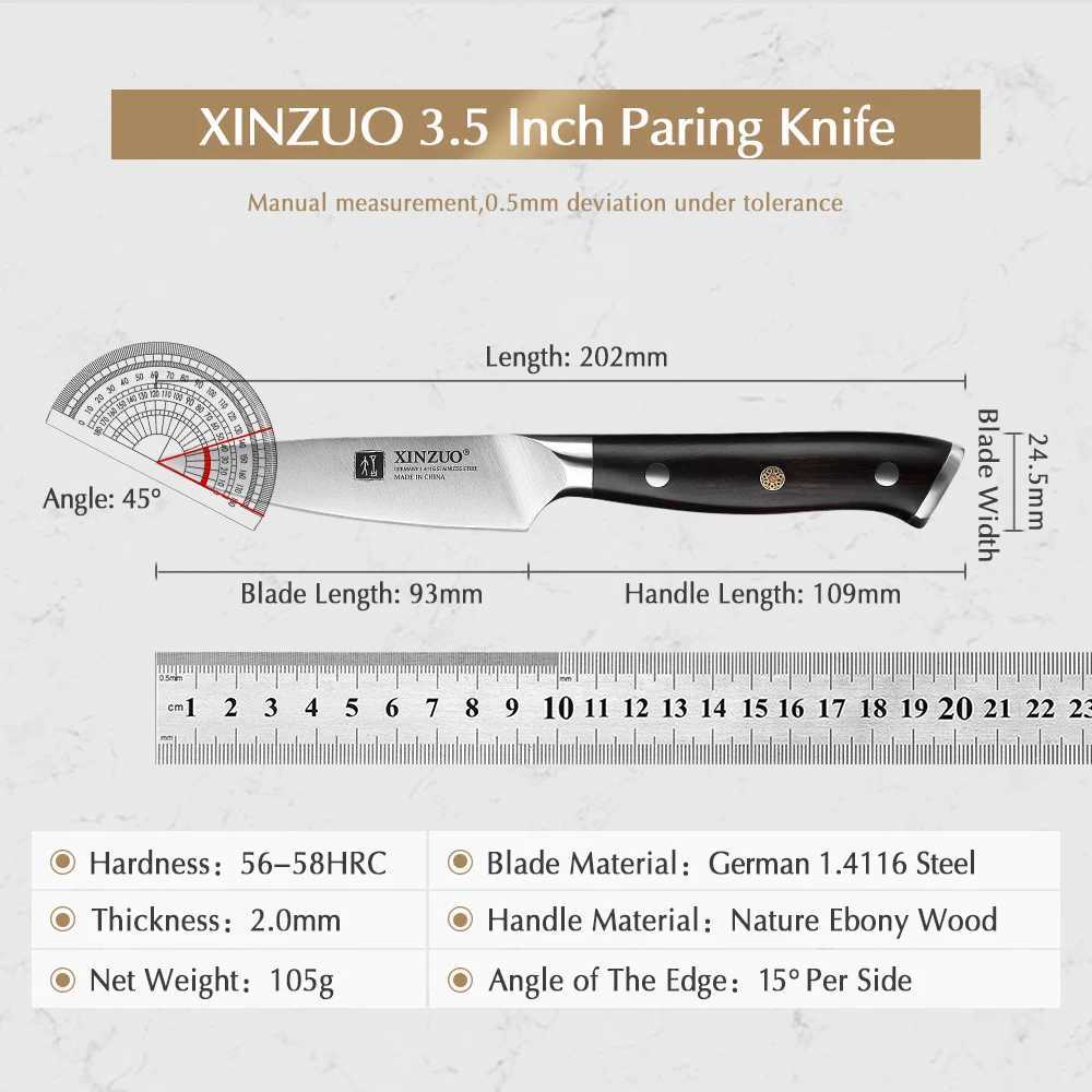 XINZUO 3.5 Inches Paring Knife Germany 1.4116 Stainless Steel Cutting Fruit Peeling Knives Kitchen Tools Ebony Handle Y241227