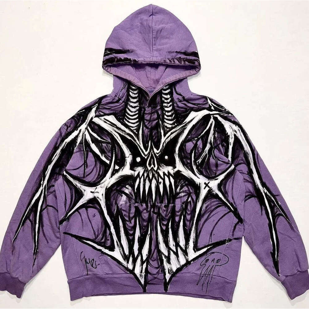 Trendy street gothic hoodie punk loose autumn winter pullover sweatshirt men's and women's top